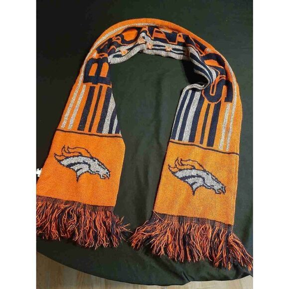 Forever Collectible Denver Broncos Warm Winter Scarf Orange Blue Silver - Picture 1 of 2